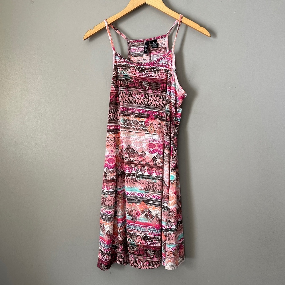 Ultra Flirt Pink and Brown Patterned Mini Dress